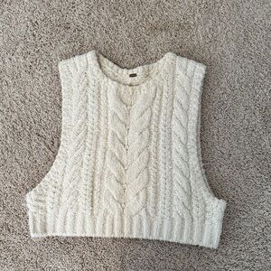 Free People Cream Cable Knit Tank Top